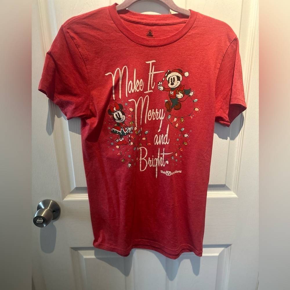 Disney Mickey Minnie Christmas Make It Merry And Bright women’s Shirt Small S